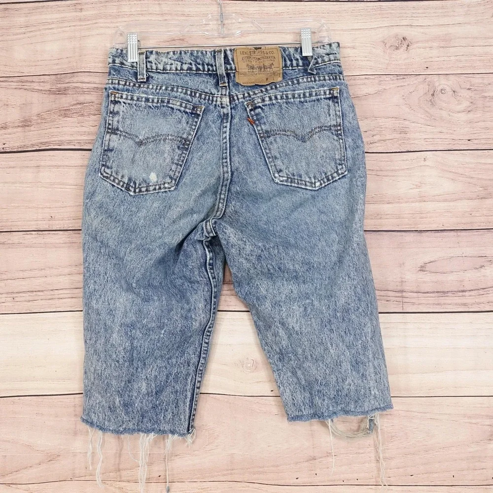Levi's Orange Tab Shorts Mens 30 Blue Denim Distressed Cutoff USA Vintage